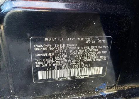 2016 Subaru Crosstrek Premium from USA, damaged, VIN JF2GPABC0G8314297